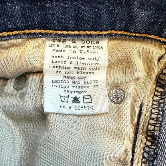 RAG & BONE Women's jeans, size 28, mid-rise skinny, blue denim, distressed - Picture 12 of 14